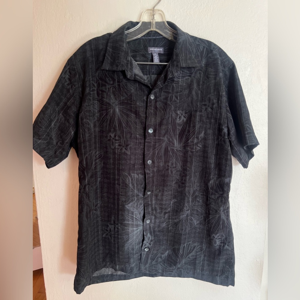 Van Heusen Charcoal Floral Button Down Shirt